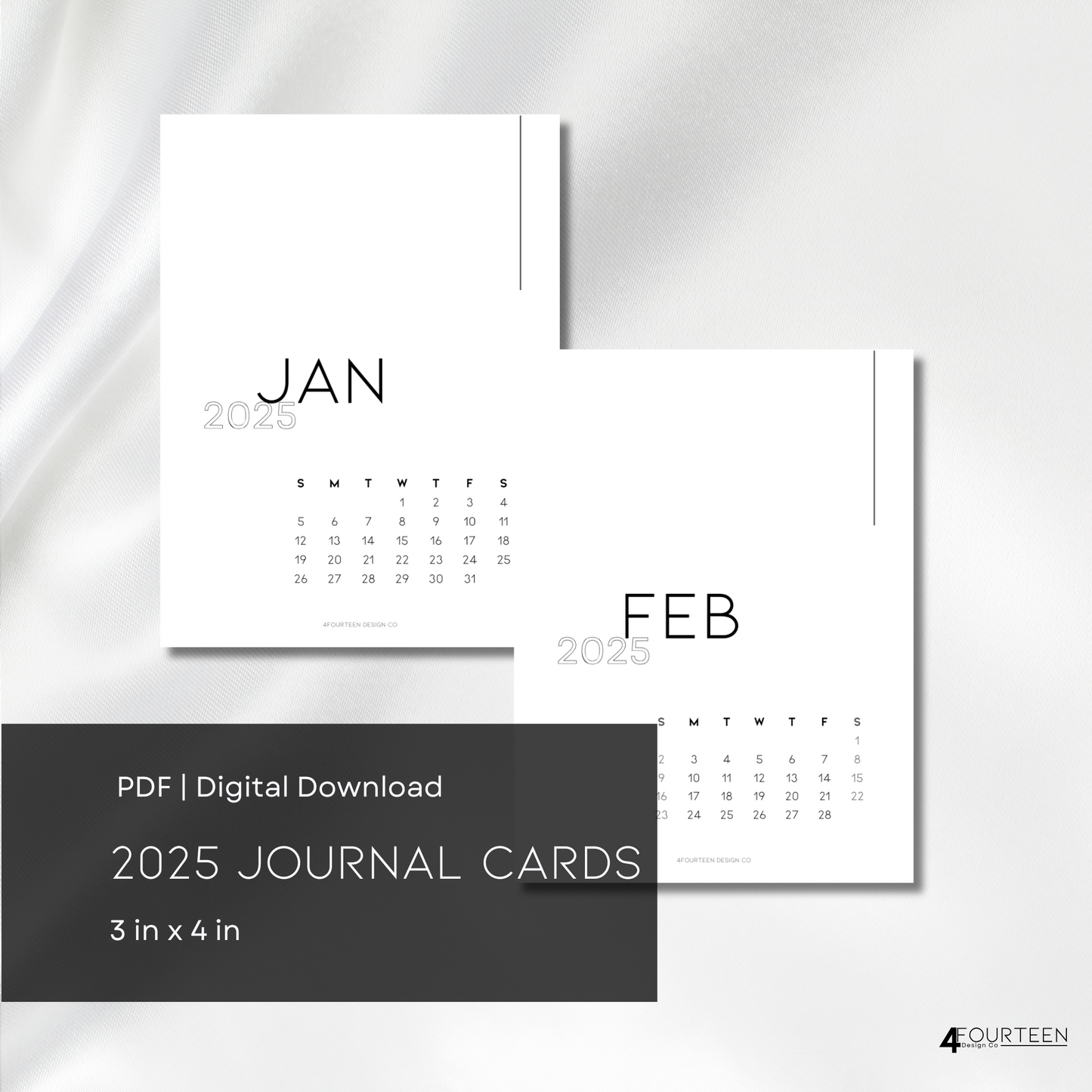 2025 Calendar Cards 3 x 4 inches - Digital Download