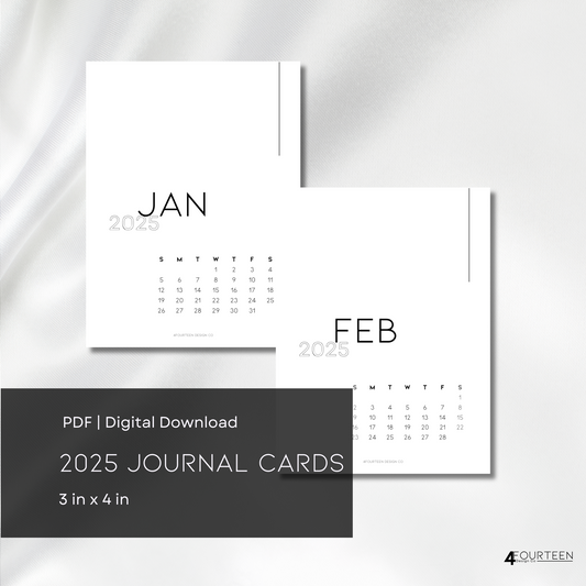 2025 Calendar Cards 3 x 4 inches - Digital Download