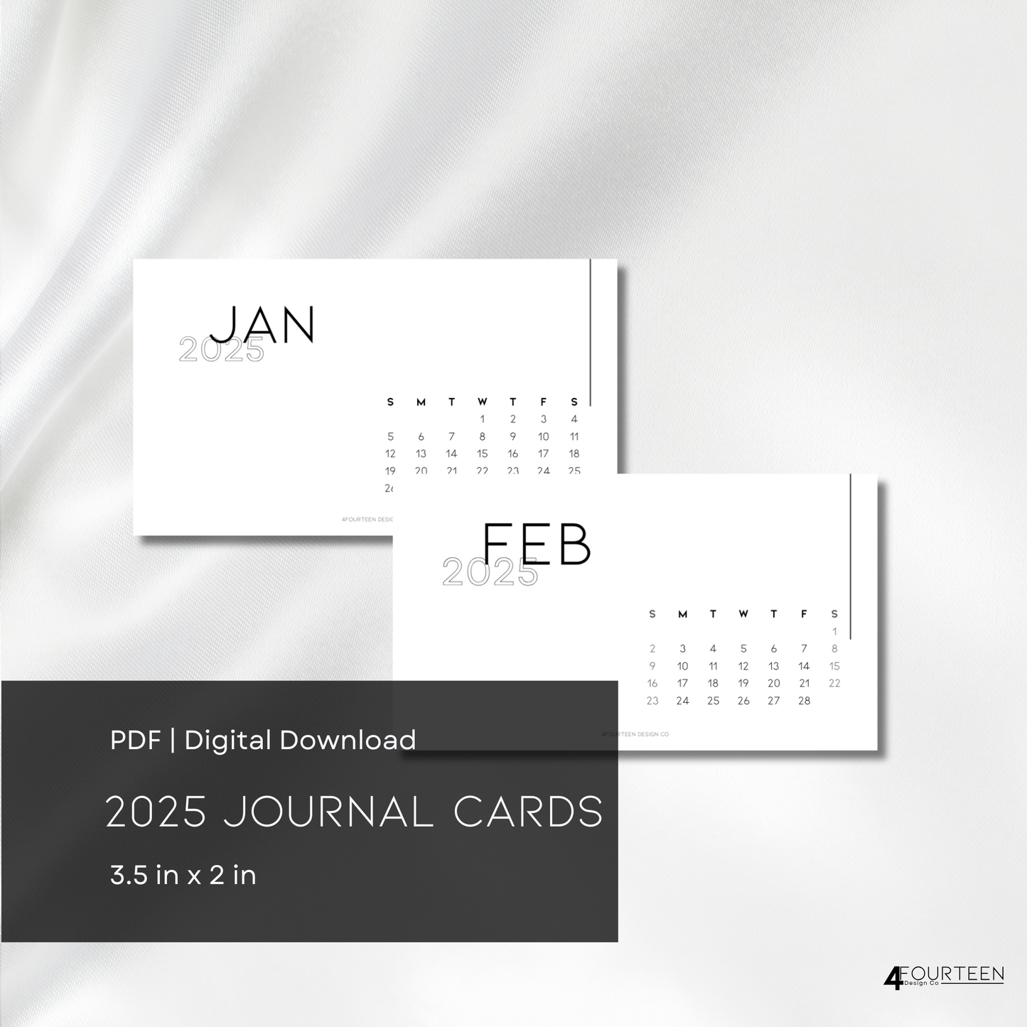 2025 Calendar Cards 3.5 x 2 inches - Digital Download