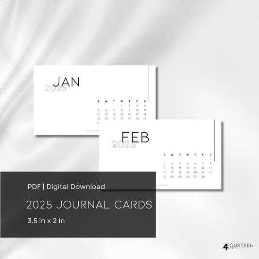 2025 Calendar Cards 3.5 x 2 inches - Digital Download